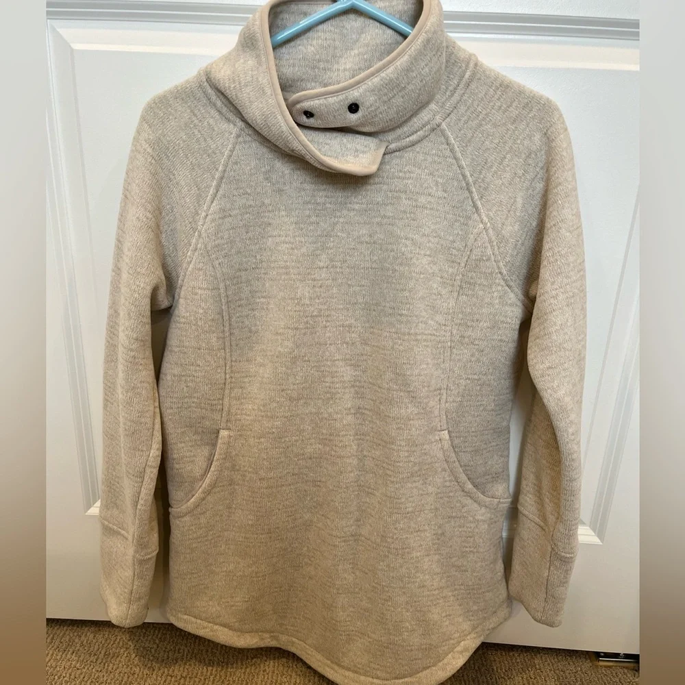 prAna Tri Thermal Threads Women's Tunic Cream Cowl Neck Sweater - Picture 13 of 13